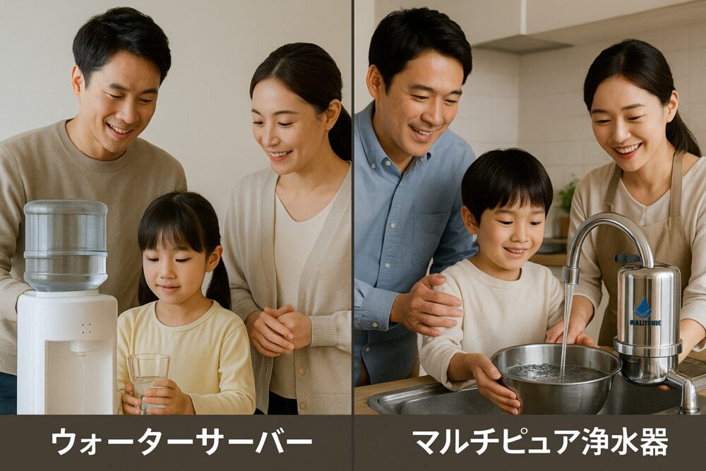 ウォーターサーバーとマルチピュアの比較イメージ