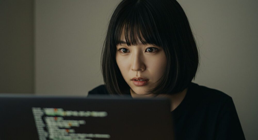 怪しんでいる女性