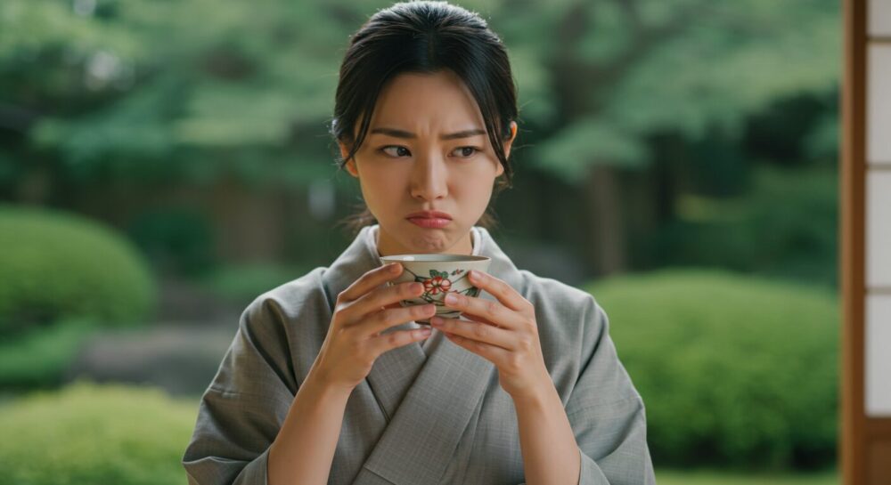 深蒸し茶をまずいと思っている女性