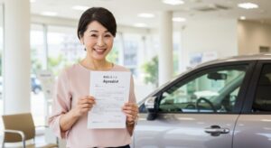 査定額に喜ぶ女性