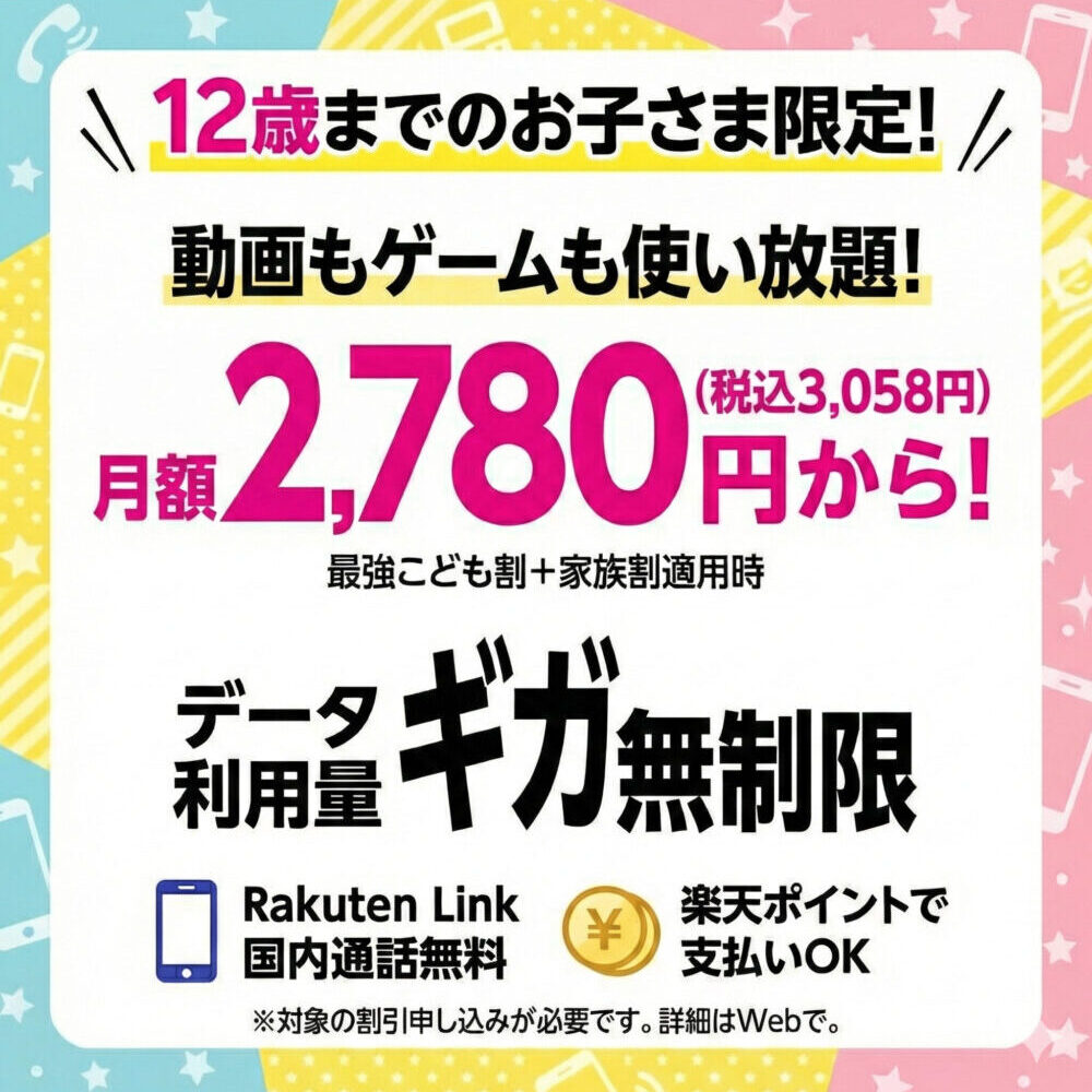 最強こども割　無制限 20GB以上　料金