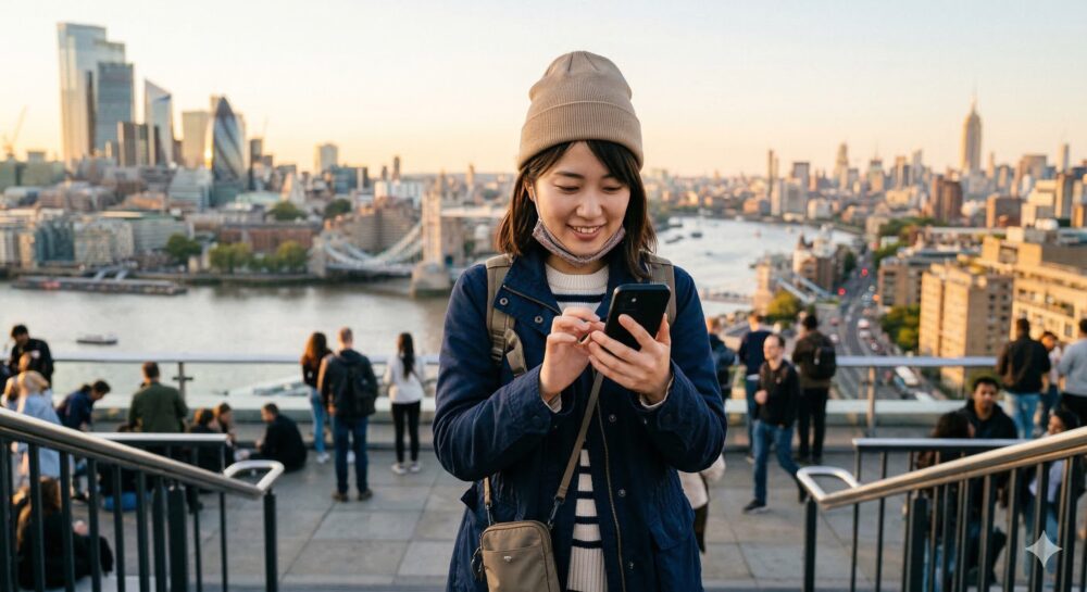 楽天モバイルで世界を旅行するイメージ